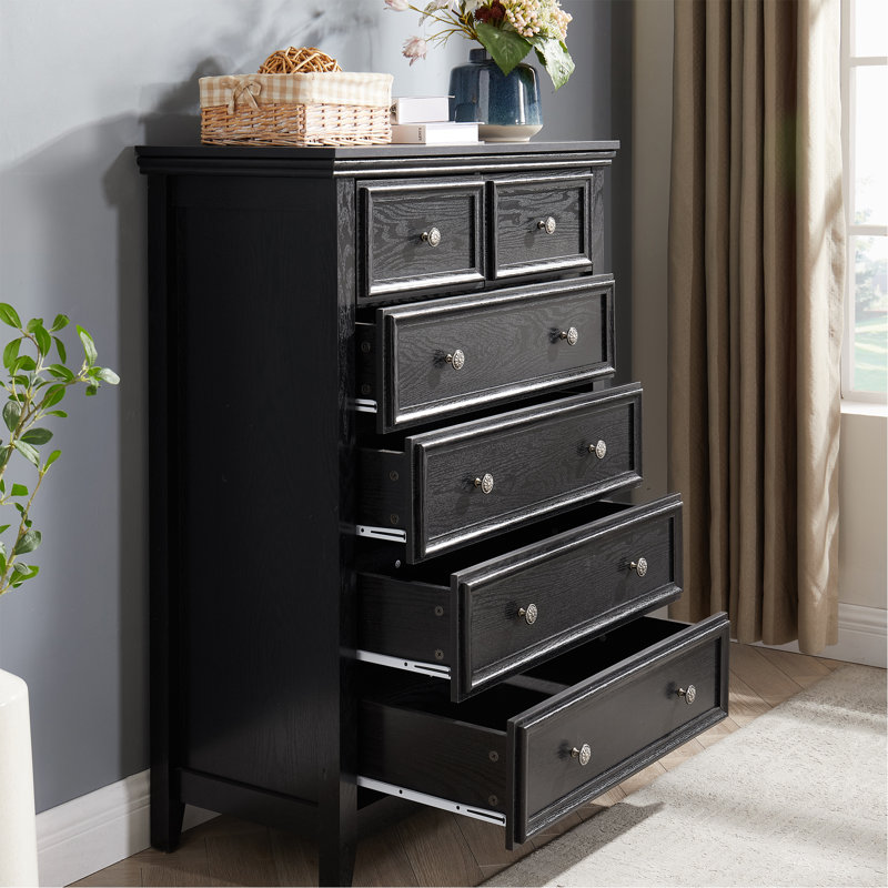 Commode 6 tiroirs Modern, Noir