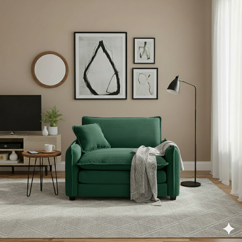Fauteuil d'appoint simple avec coussin, Vert