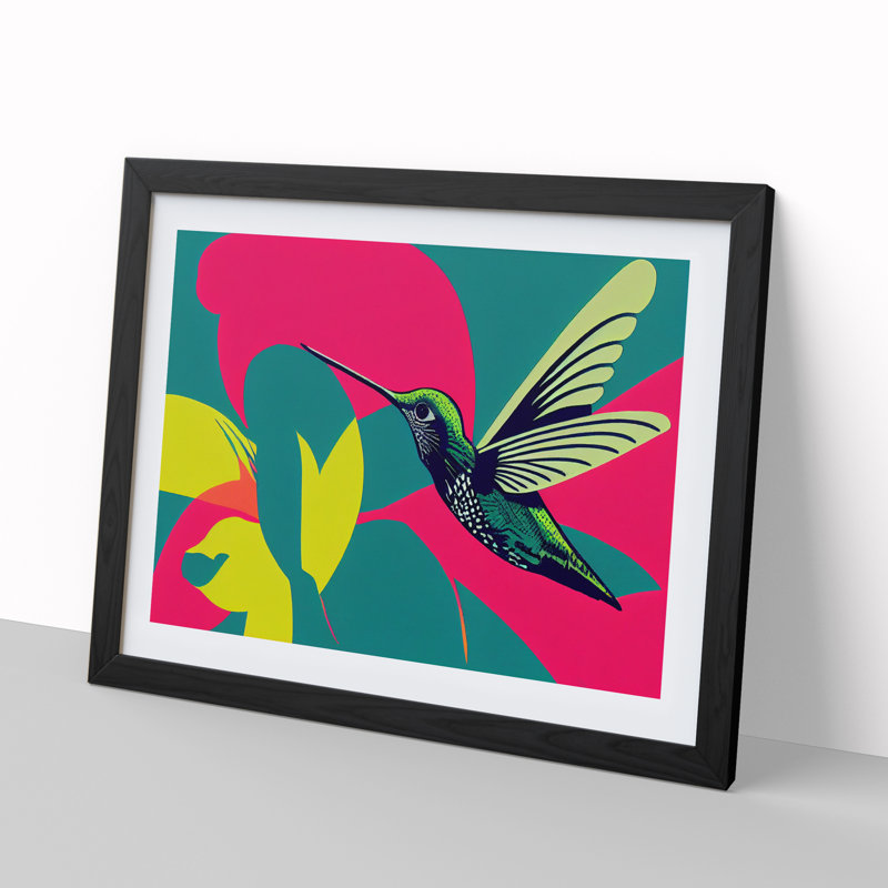 Unforgettable Modern Hummingbird Abstract - Framed Print, Black Framed, 34cm H x 46cm W x 2cm D