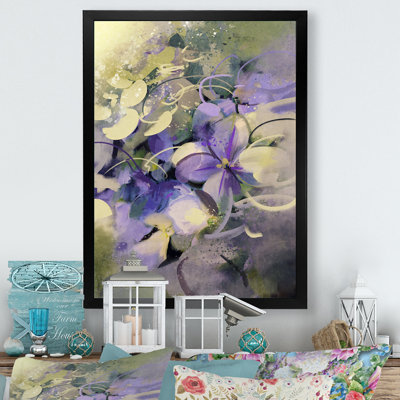 Abstrait bouquet de fleurs mauves abstraites - reproduction de cadre photo sur toile