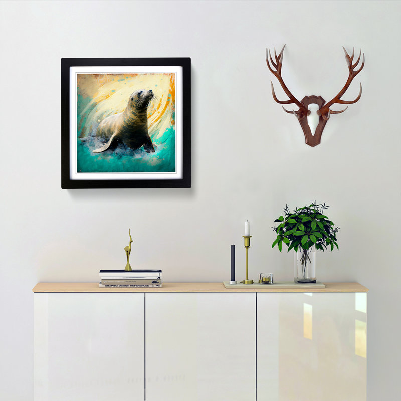 Seal Gestural Art No.1 - Framed Print, Black