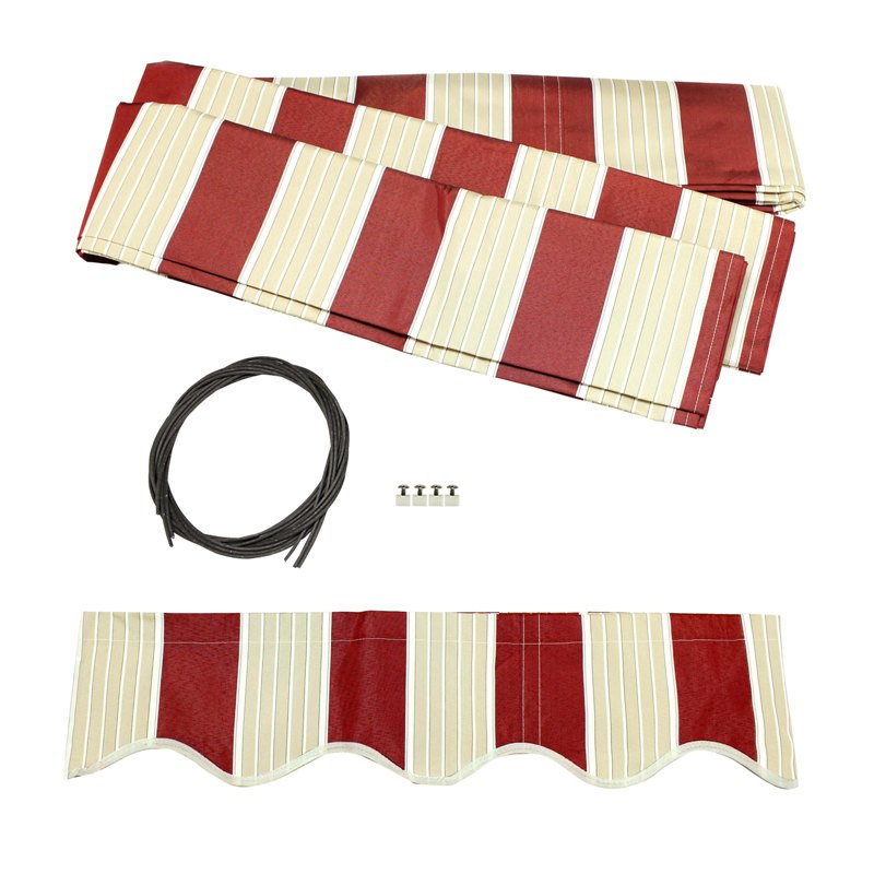 ALEKO Retractable Awning Fabric Replacement, Multi-Stripe Red, 20' W x 10' D