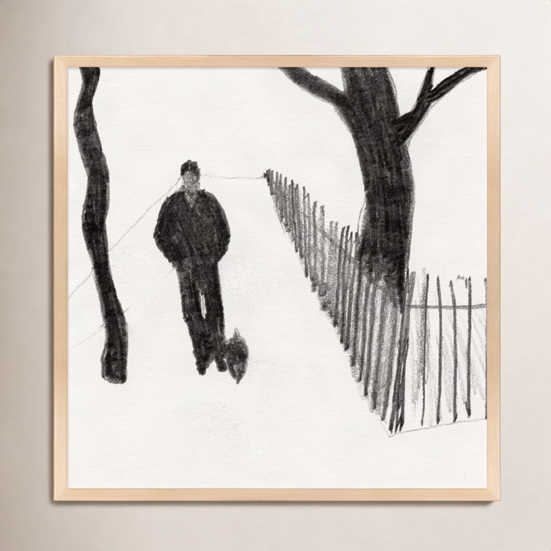 Walking The Dog Print by Simon Schneiderman, Brown, 16" H x 16" W x 1.25" D
