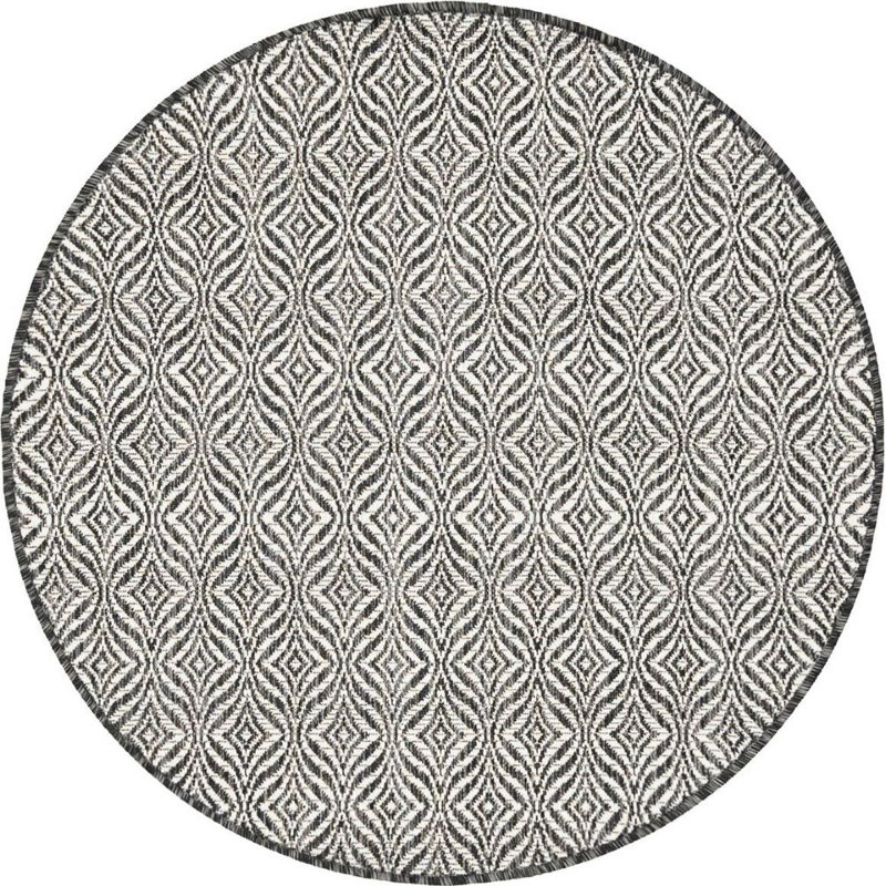 Outdoor Preen Area Rug Gray Color, Round 4'