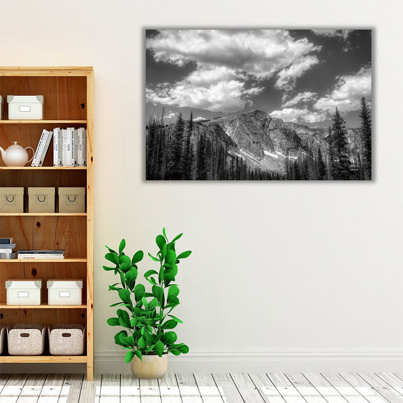 Wyoming Blues Black and White - reproduction d'art sur toile, H 32 po x l 48 po