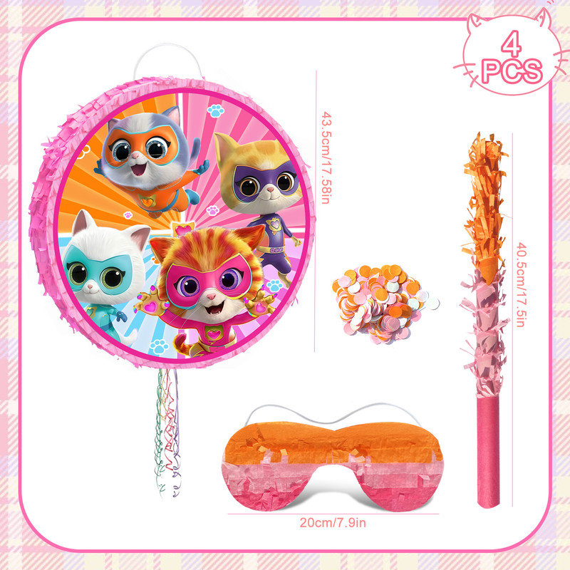 4 Pcs Round Super Kitties Squad Pinatas Bundle