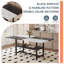 Rectangular Dining Table Set For 6, 71" Farmhouse Dining Table Set With 6 Upholstered Chairs And Storage Shelf, Marble Grain Tabletop With Metal Frame, Black/White Split-Colour-92868572