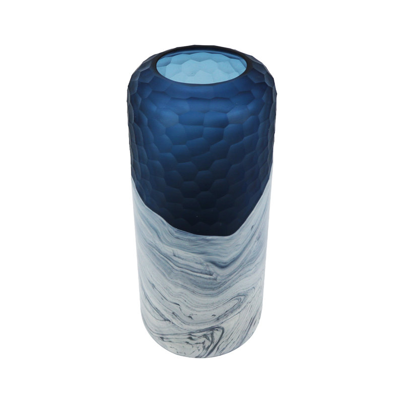 Glass Handmade Vase For Living Room Furniture, Luxury Decoration Handmade Vase, 36cm H x 15.50cm W x 15.50cm D
