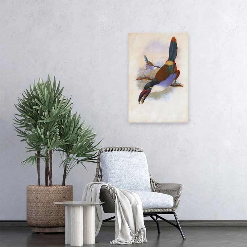 Toucan noir sur fond noir, H 24 po x l 16 po