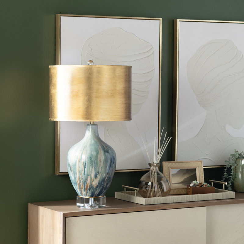 Lampe de table abstraite en verre avec abat-jour 27,5 "H