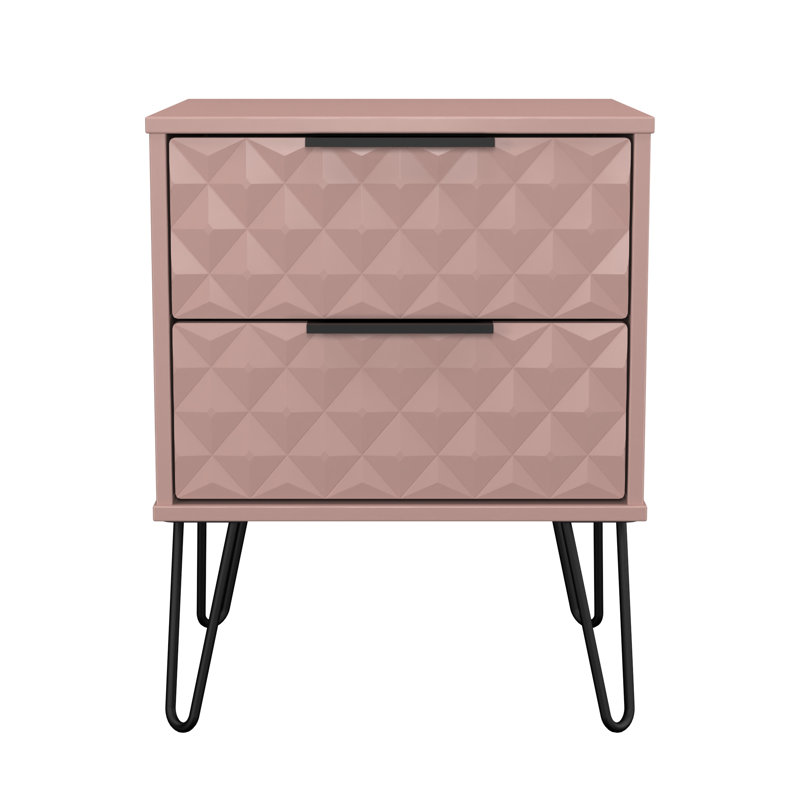 Harlequin 45cm W Manufactured Wood Bedside Table, Pink