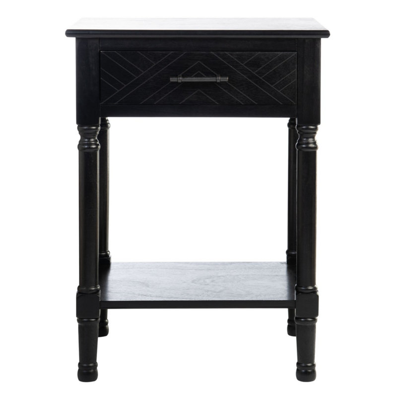 Raine End Table with Storage, Black