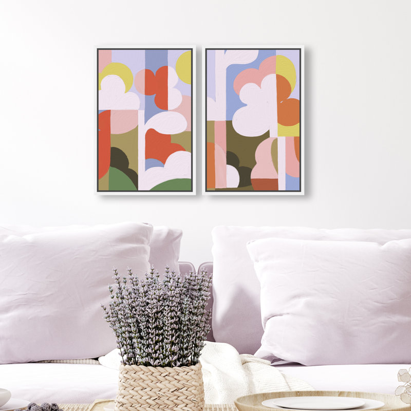 Cloudy Pop Set Set by Oliver Gal, 11"H x 16"W, White Floater Frame