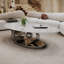Table basse en marbre avec base sculpturale en acier inoxydable