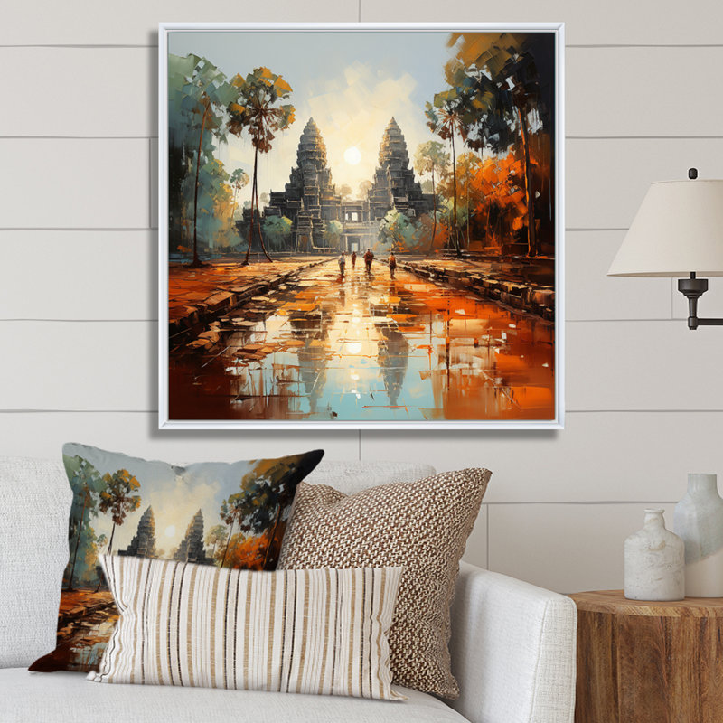 Asian Art Journey To Angkor VIII sur toile, Cadre flottant blanc, 24" H x 24" W