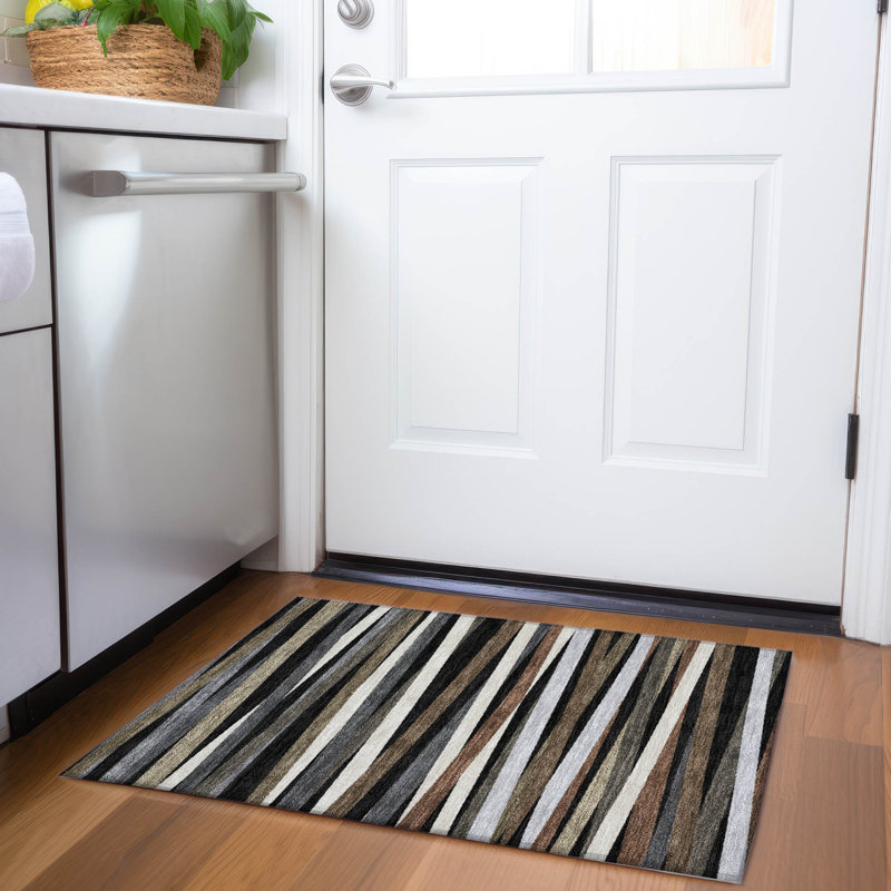 Premium Machine Washable Natoma AMF997 Stripes Rug, Rectangle 1 pi 8 po x 2 pi 6 po