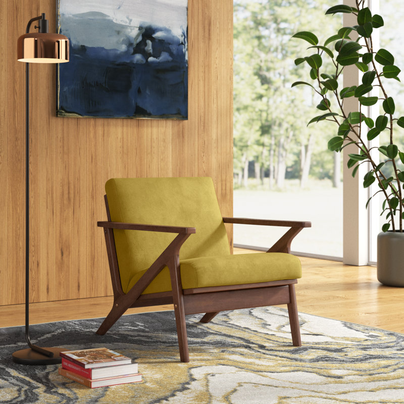 Fauteuil d'appoint Zola, Noyer, Velours doré