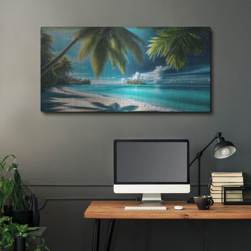  «Paradise Beach 3» par Rey Klimt, art mural en métal, 48 po x 24 po