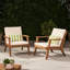 De 2 fauteuils club d'extérieur en bois avec coussins - aspect épuré, eau, conception à lattes ouvertes, l 25,52 x P 30,93, H 29,11, structure lourde beige, assise, capacité de 300 lb,