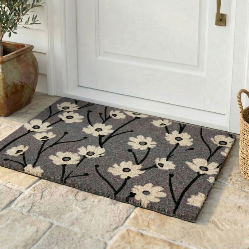 Paillasson Xoel, Wild Flowers - Gray, L 24 po x L 36 po