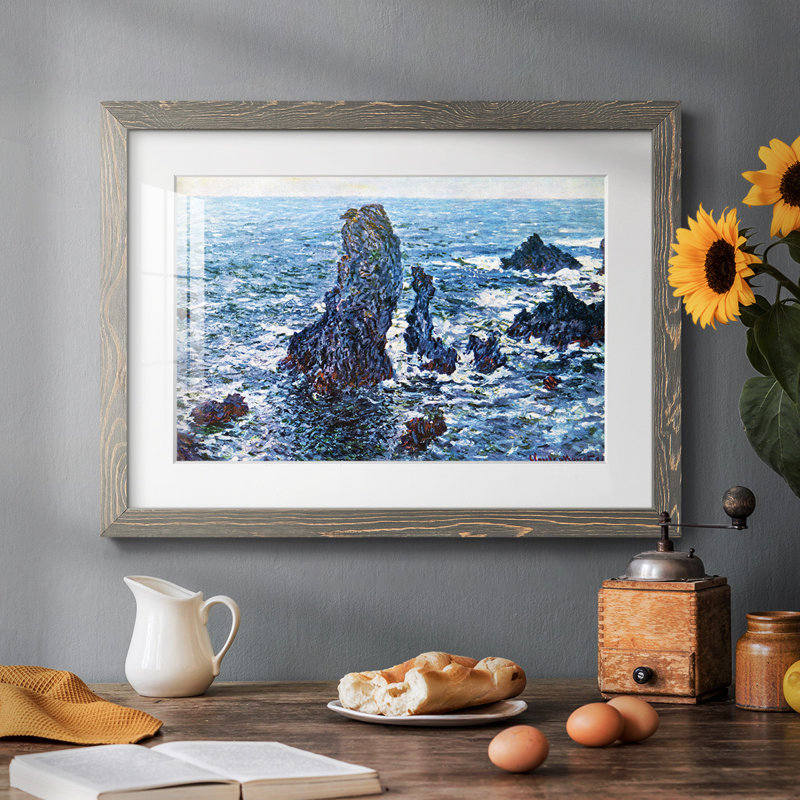 «Rocks on Belle», reproduction encadrée rustique avec tableau mat, Gris, H 28 po x l 42 po x P 1,5 po