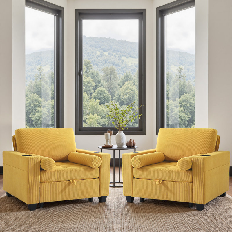 Upholstered Accent Chair, Yellow
