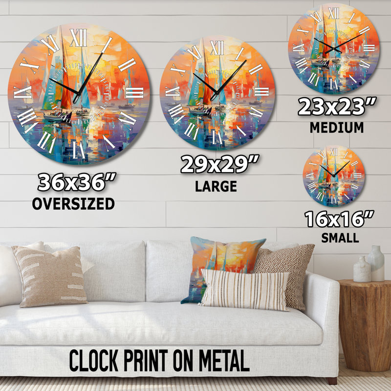 Horloge murale voilier abstrait Coastal Symphony II - Voilier, Médium