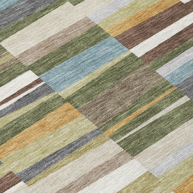 Tapis intérieur / extérieur lavable à la machine Chantille ACN2575, Olive, 5 pi x 7 pi 6 po