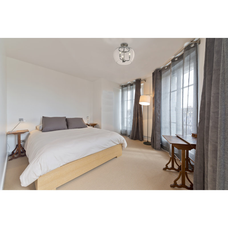 Jocelyn Glass Semi Flush Mount, Brushed Nickel