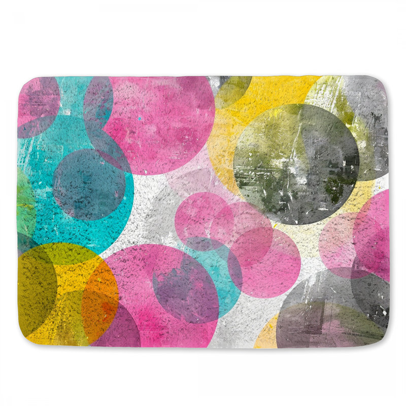 Bubbles Bath Mat Graphic Bathroom Decor Minimalist, 34" L x 21" W