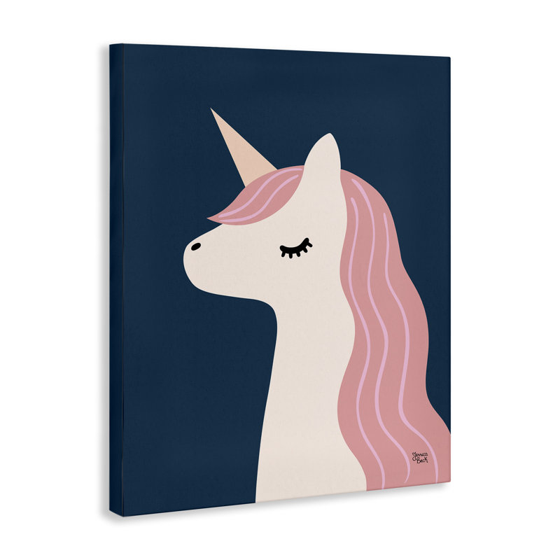  "Relaxed Unicorn" sur toile bleue par Jessica Beck, H 30 po x l 24 po