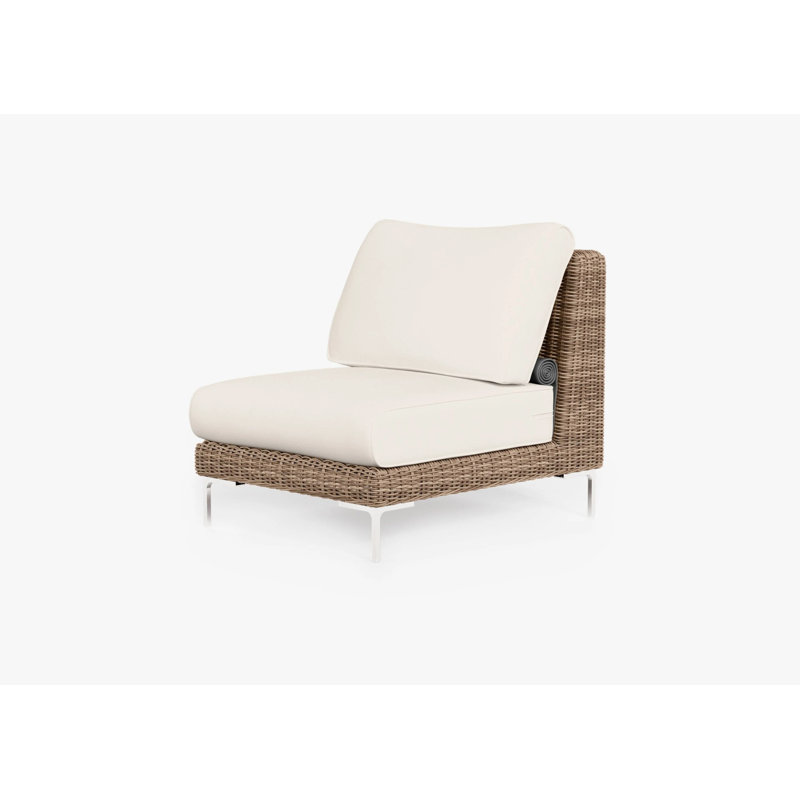 Chaise sans accoudoirs d'extérieur en osier brun, Argent argent, Crème Palissades