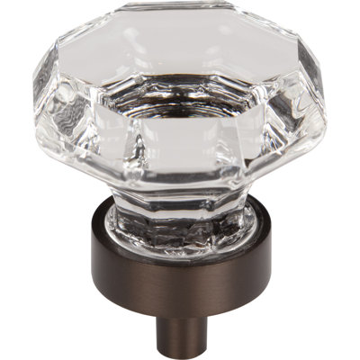 Black Octagon Crystal 1 3/8" Diameter Round Knob