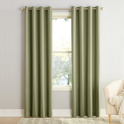 Sun Zero Gramercy Thermal Energy Saving Grommet Curtain Panel Pair In Sage Green