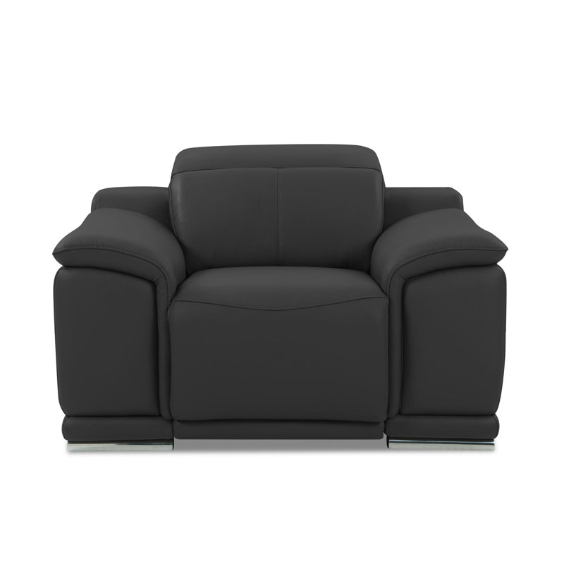 Kingswood Genuine Italian Leather Power Recliner Chair, Dark Gray Genuine Leather