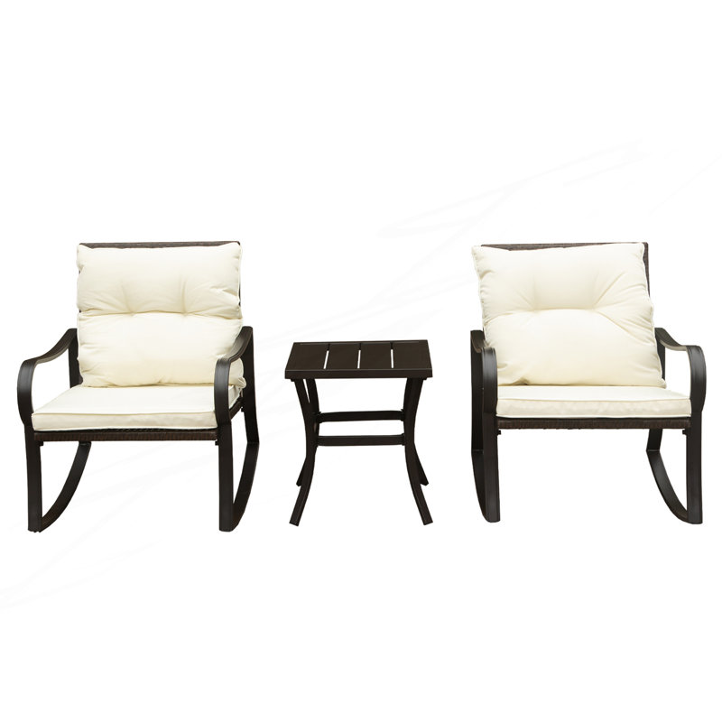 Metal 2-Person Outdoor Patio Rocking Seating Group With Cushions, White