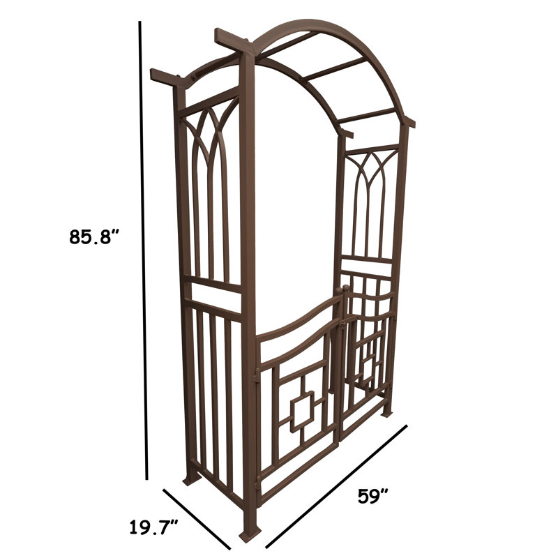 Arche de jardin en aluminium avec barrière, Brun
