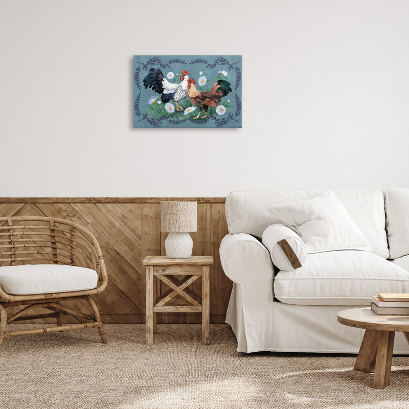 «Roosters with Fern Garniture» par Paul Brent, H 16 po x l 24 po