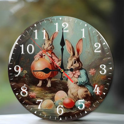 Horloge murale en bois 10 po, mouvement silencieux, à piles (piles AA non incluses), décor artistique, parfait pour les décorations