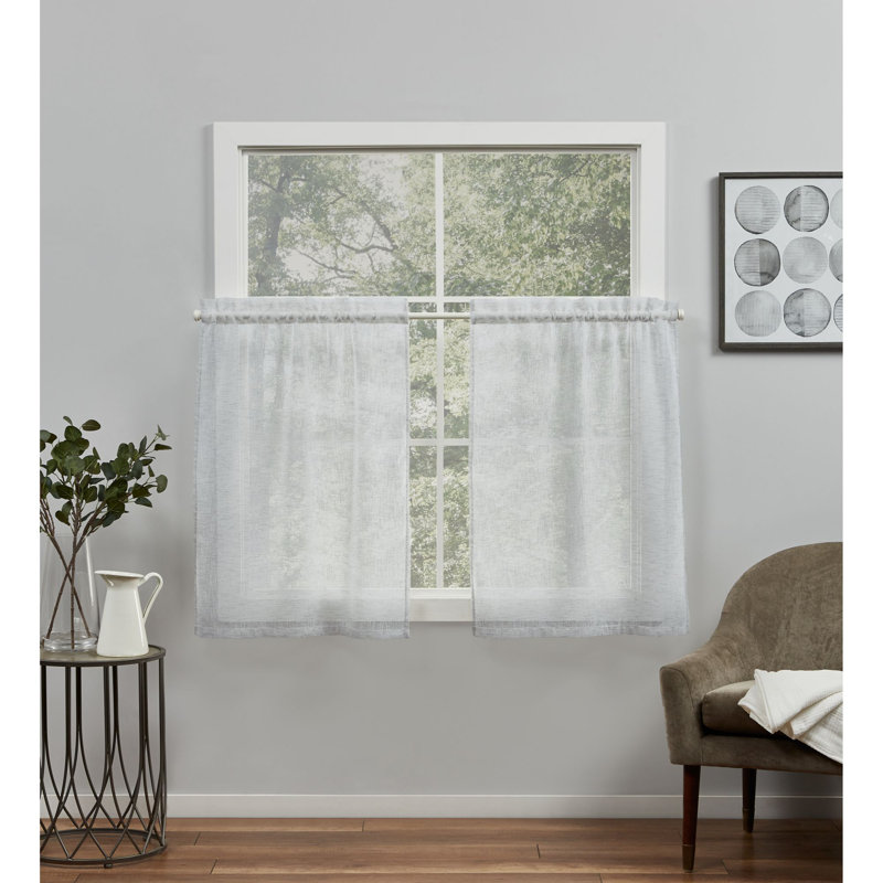 Sheer Curtain Panel Pair, Blue, 26" W x 36" L