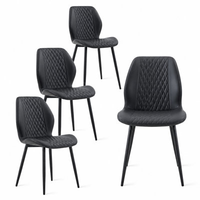 Mid-Century Modern Faux Leather Dining Chair with Sturdy Metal Legs