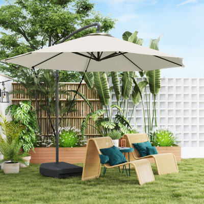 Outsunny 3 m Garden Cantilever Parasol w/ Fillable Base up to 90kg