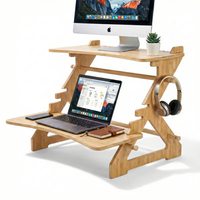 Bureau en bambou à hauteur réglable en bambou pour travailler à la maison