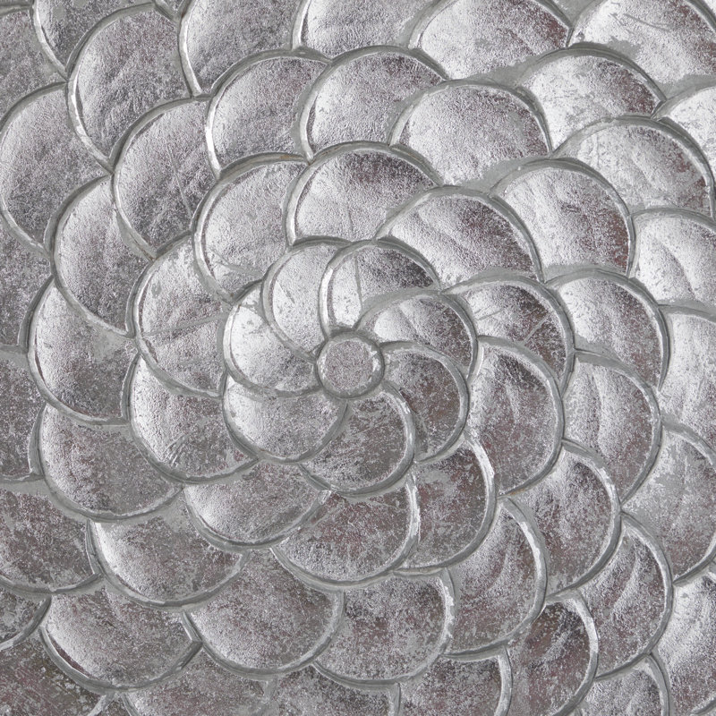 Wood Carved Radial Plate Wall Decor, Silver