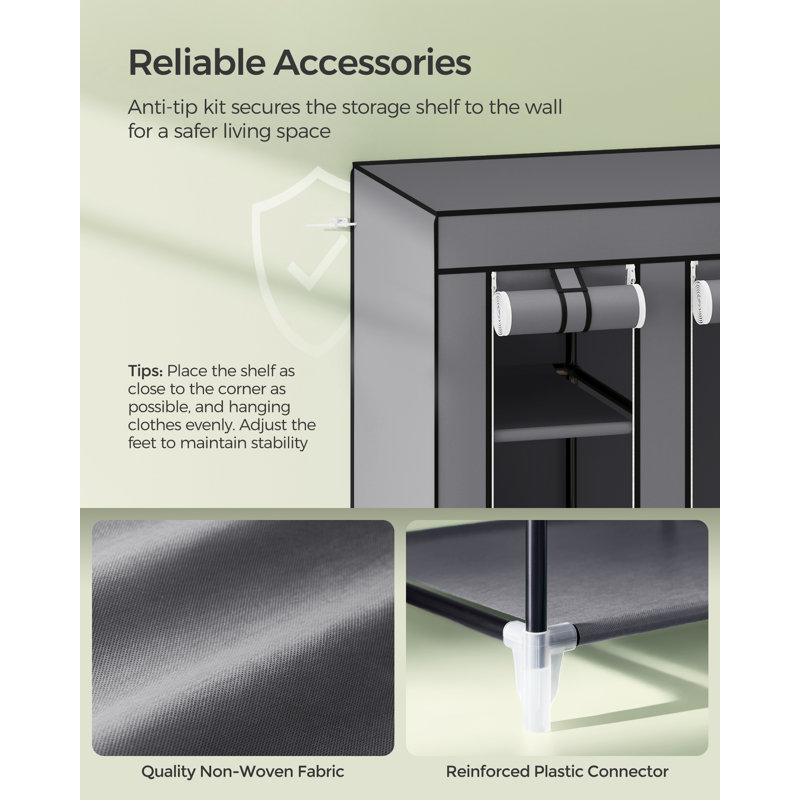 Mccaskill 150cm Portable Wardrobe, Grey