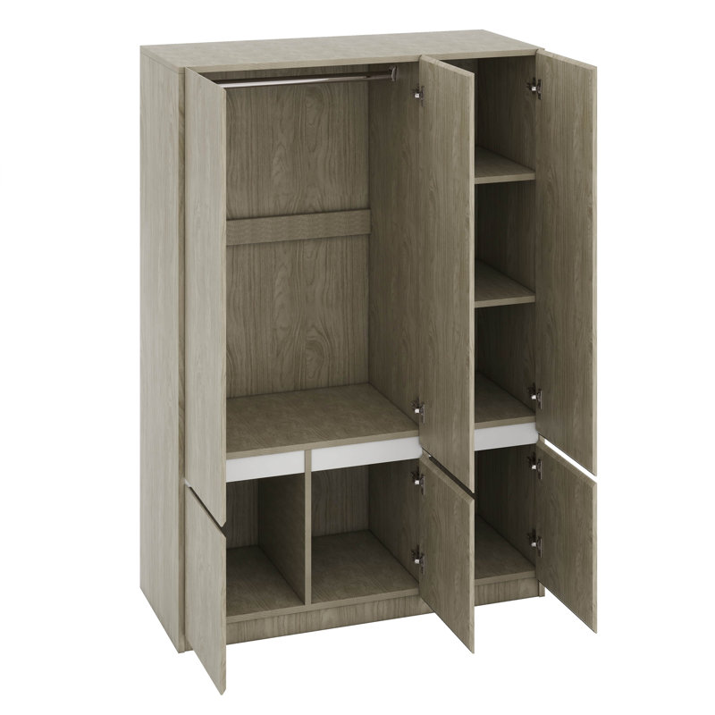 6-Doors Wooden Wardrobe, Nature