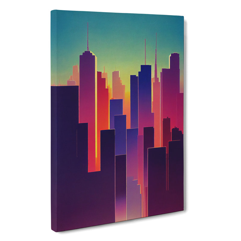 Bright City Skyline - Print, Wrapped Canvas, 50cm H x 35cm W x 3cm D, No Matte