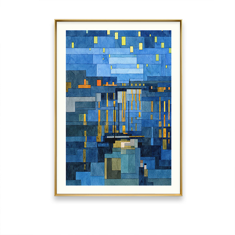 Art mural rectangulaire moderne moderne minimaliste géométrique sur toile Cityscape, H 59,06 po x l 39,37 po