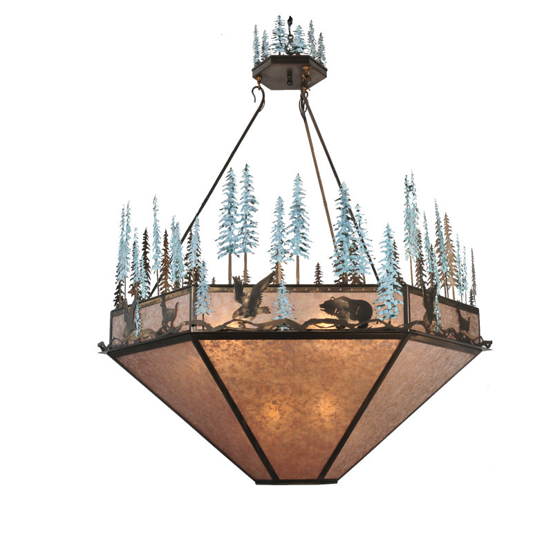 Rustic Copper and Glass 9-Light Bowl Pendant