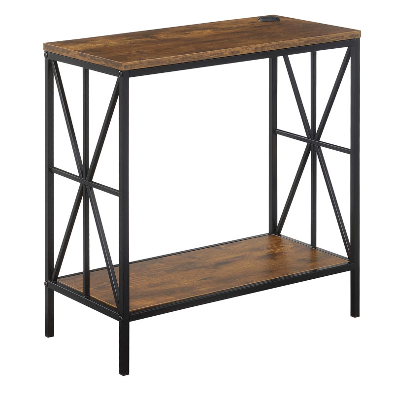Jaiseon Frame End Table with Storage, Barnwood Top/Black Base